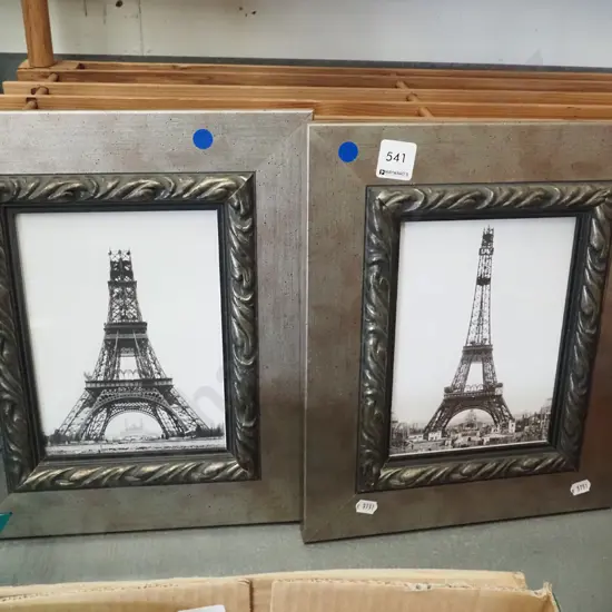 2x framed photo prints  - Eiffiel Tower under construction