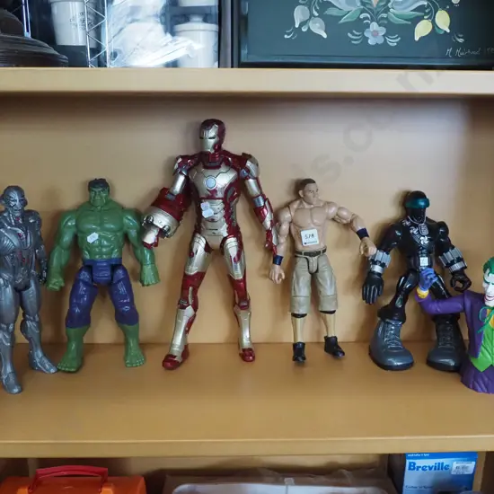 shef of action figurines