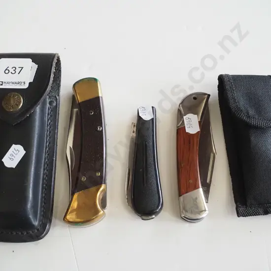3x pocket knives, 2x cases