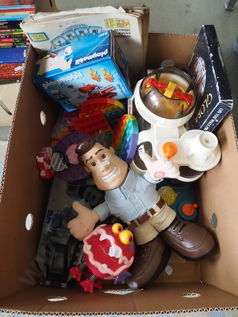 box of children's toys, judge Dread comic books Image 1++
