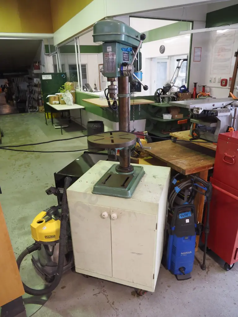 heavy duty drill press on 2-door cabinet with casters Image 1++