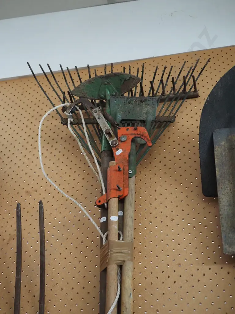 garden tools; pole pruner, hoes, rakes Image 1++