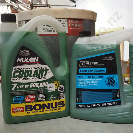 2x containers long life automotive coolant