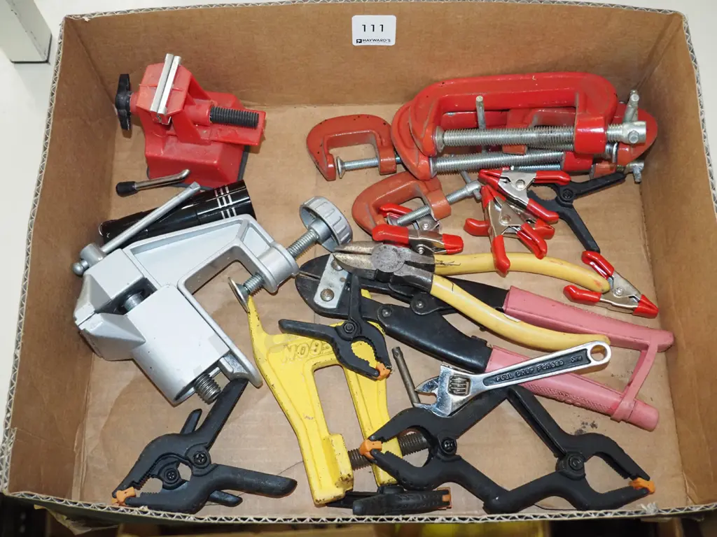 box; hobby vises, clamps, pliers etc Image 1++