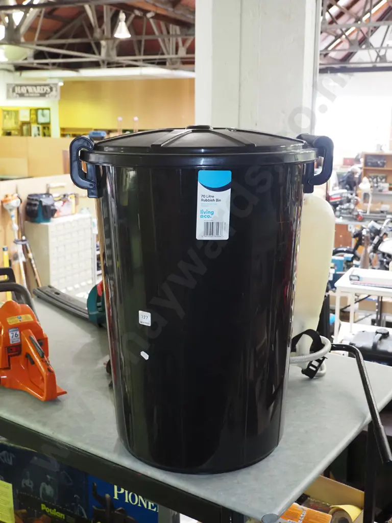 black plastic 70L rubbish bin Image 1++
