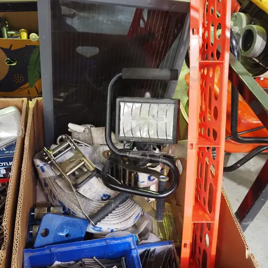 box; halogen lamp, load, strops, solar panel etc