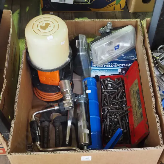 box; machine screws, workshop light etc