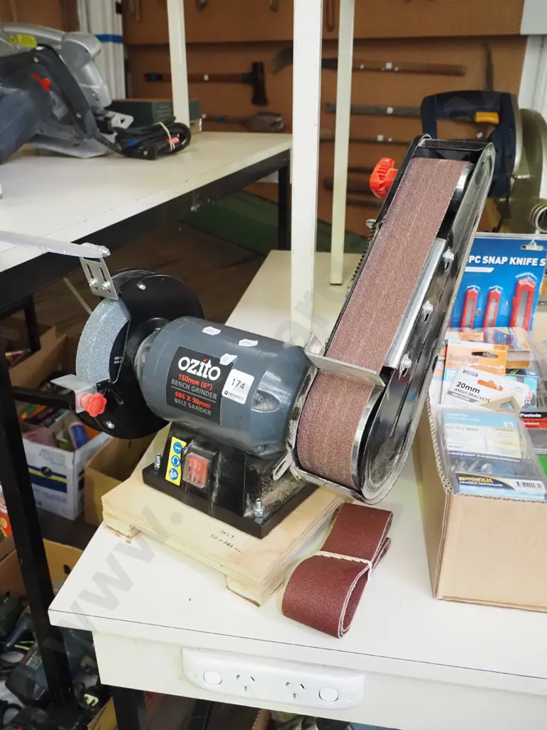 Ozito bench mounted grinder and belt sander, additional belts Image 1++