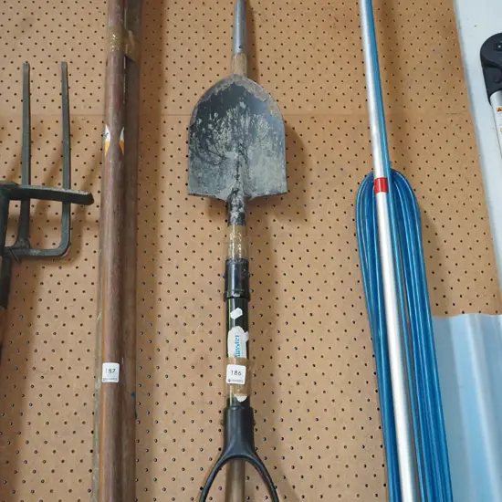 garden tools; short handled shovel, hoe