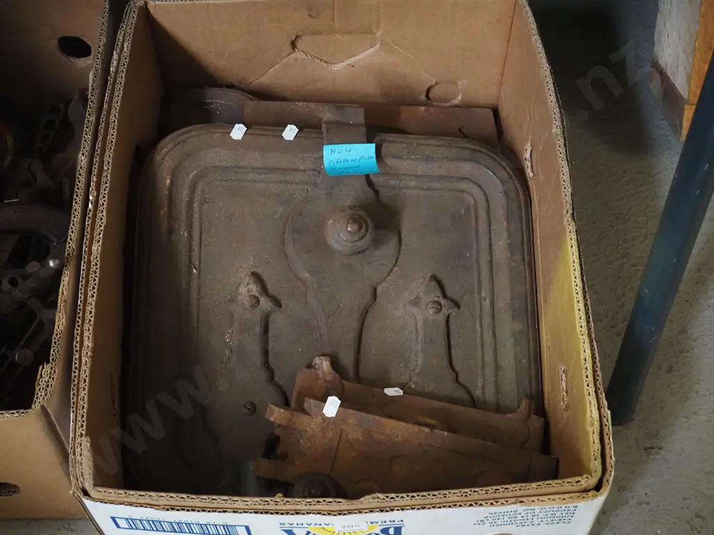 box; old Champion No. 4 coal range parts Image 1++