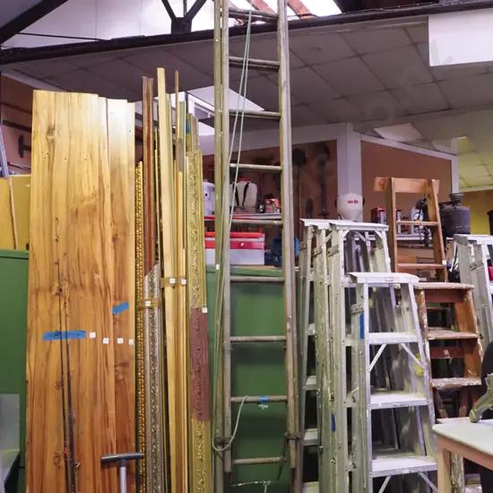 wooden extension ladder