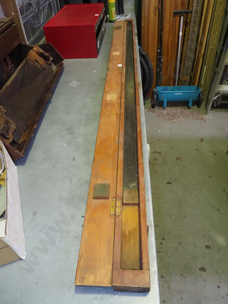 very large metal ruler in wooden carry case Case L-2160 Image 1++