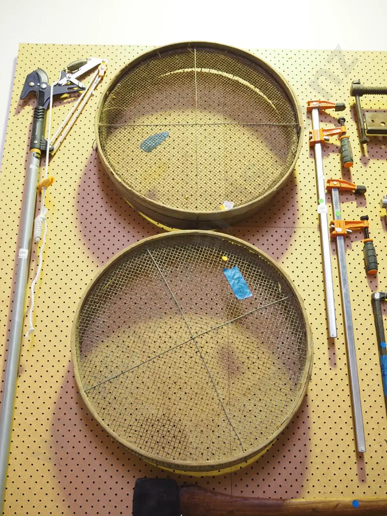 2x garden sieves - orange dots Image 1++