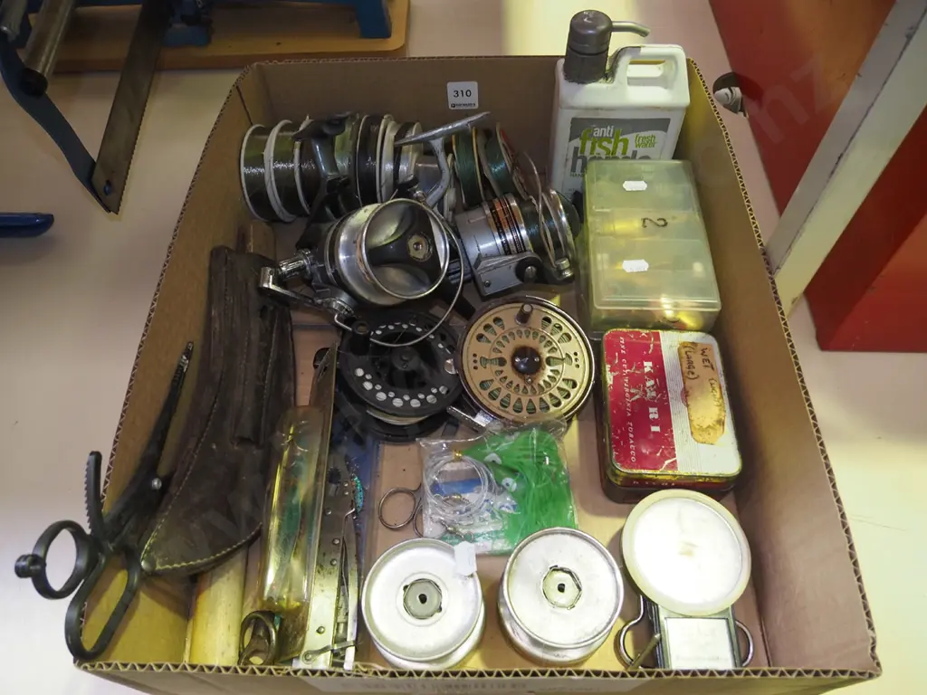box; fishing reels, fishing line etc Image 1++