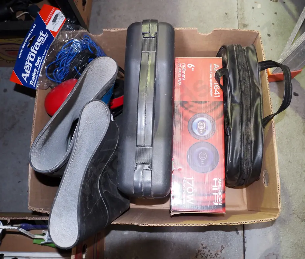 box; car stereo, speakers, camp stove etc Image 1++