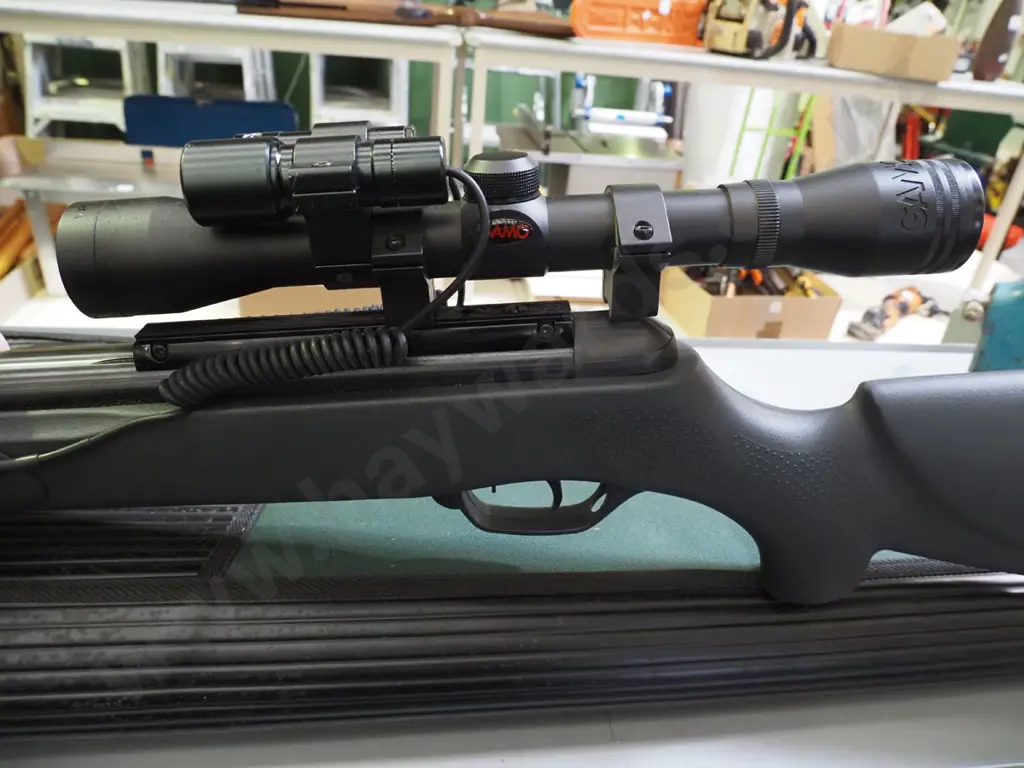 Gamo Spanish made air rifle with laser pointer, telescopic scope and carry case Image 1++