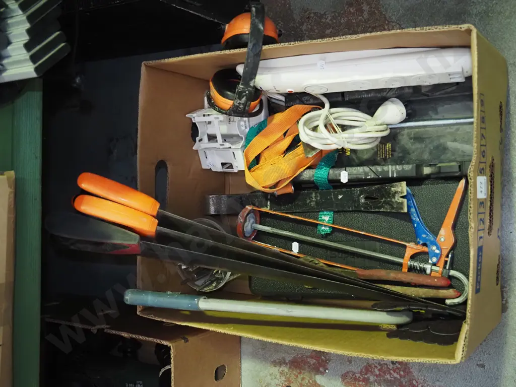 box; hand saws, multi boards, wrecking bar etc Image 1++