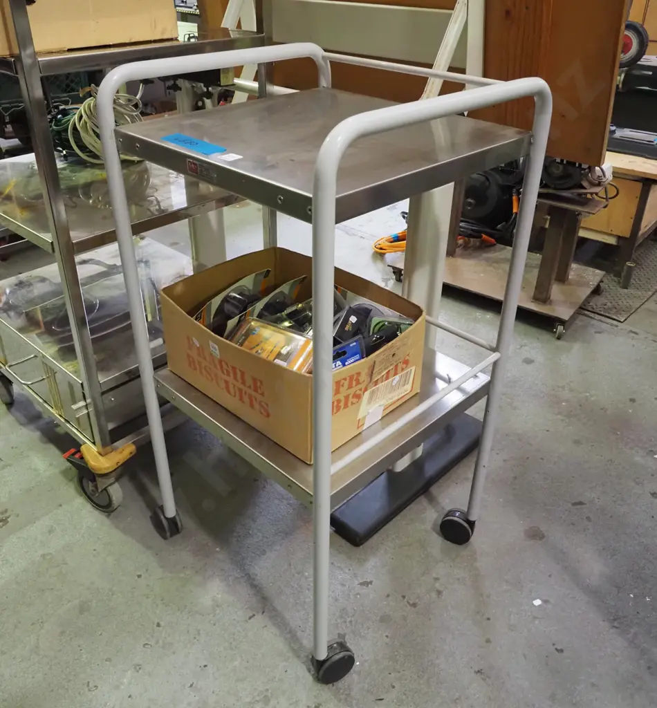 2 tier metal and stainless steel trolley casters Image 1++