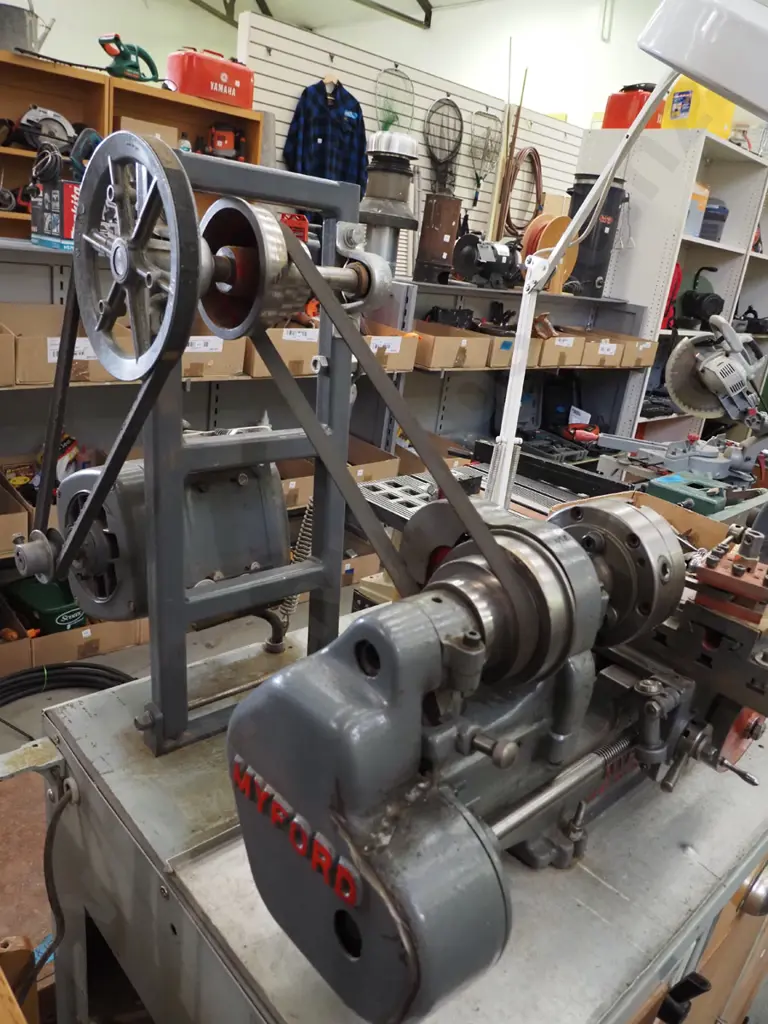 Myford engineer's lathe on homemeade cabinet stand - lathe parts, oil, anglepoise lamp Cabinet H-920 W-1000 D-525 Image 1++