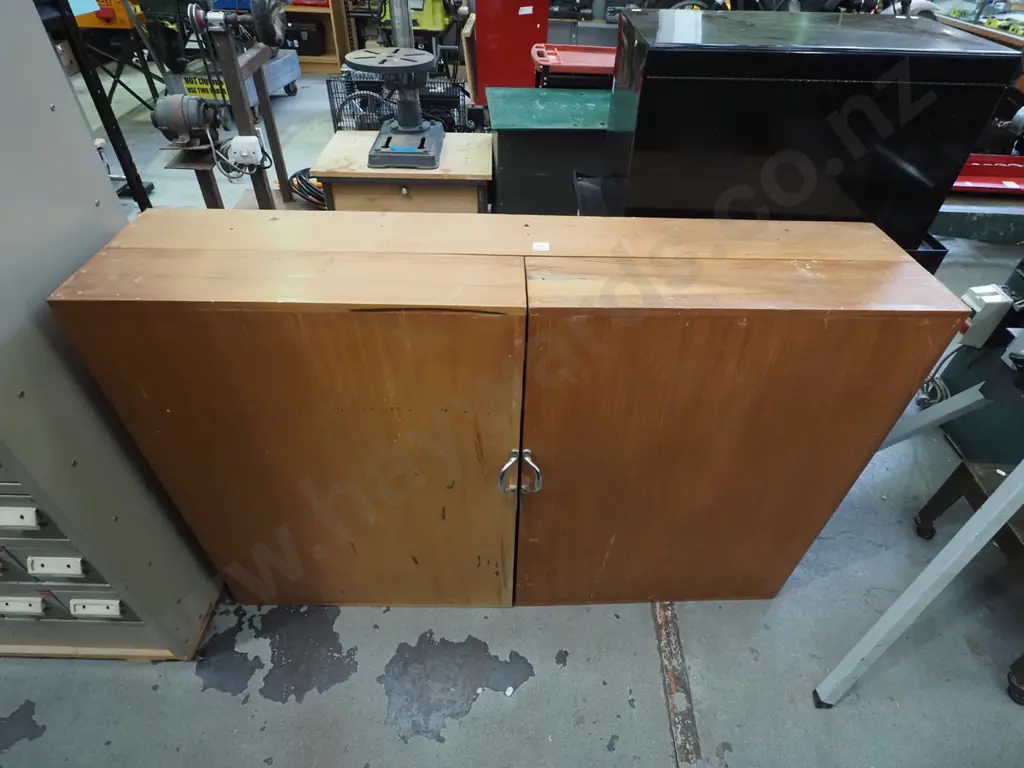homemade lockable wall mounted workshop cabinet with pegboard insert H-830 W-1250 D-280 Image 1++