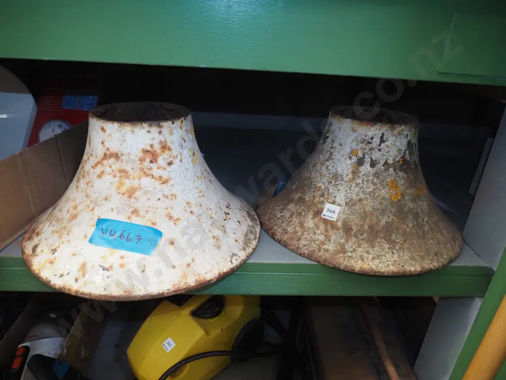 pair of cast metal circular fluted industrial rollers Image 1++