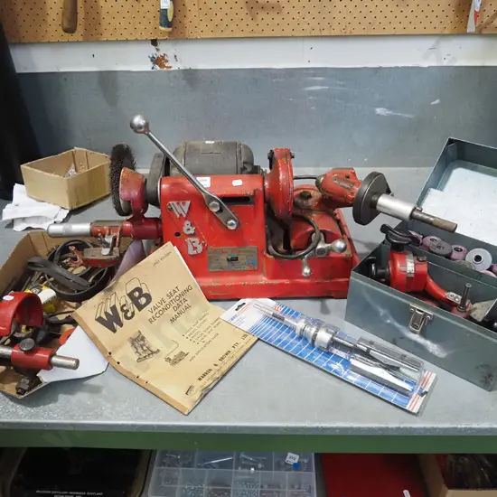 W & B valve set honing kit with accessories including a cylinder hoe