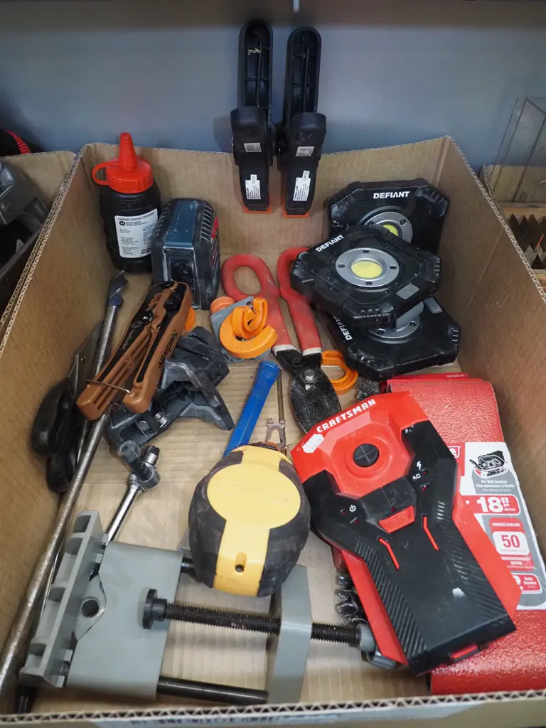 belt sander belts, LED magnetic lights, tin snips, drill bits etc Image 1++