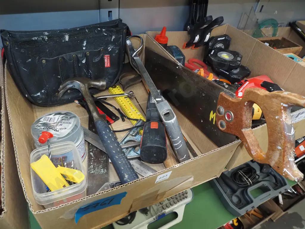 box; mitre saw, hack saw, builder's belt,torch etc Image 1++
