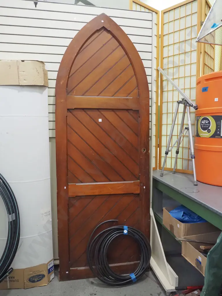 large solid rimu arched church door H-2470 W-880 Image 1++