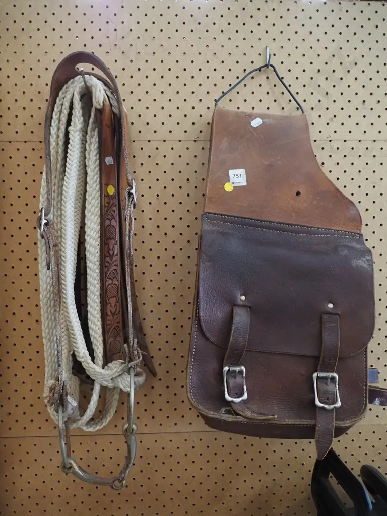 horse tack, saddle bags - yellow dots Image 1++