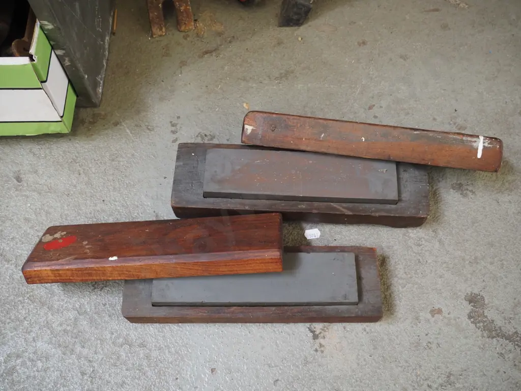 2x wood cased sharpening stones Image 1++