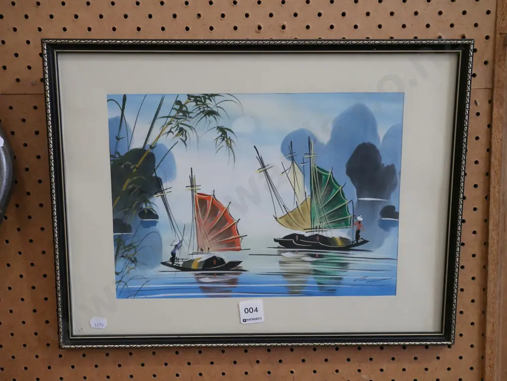framed watercolour - fishing boats Image 1++