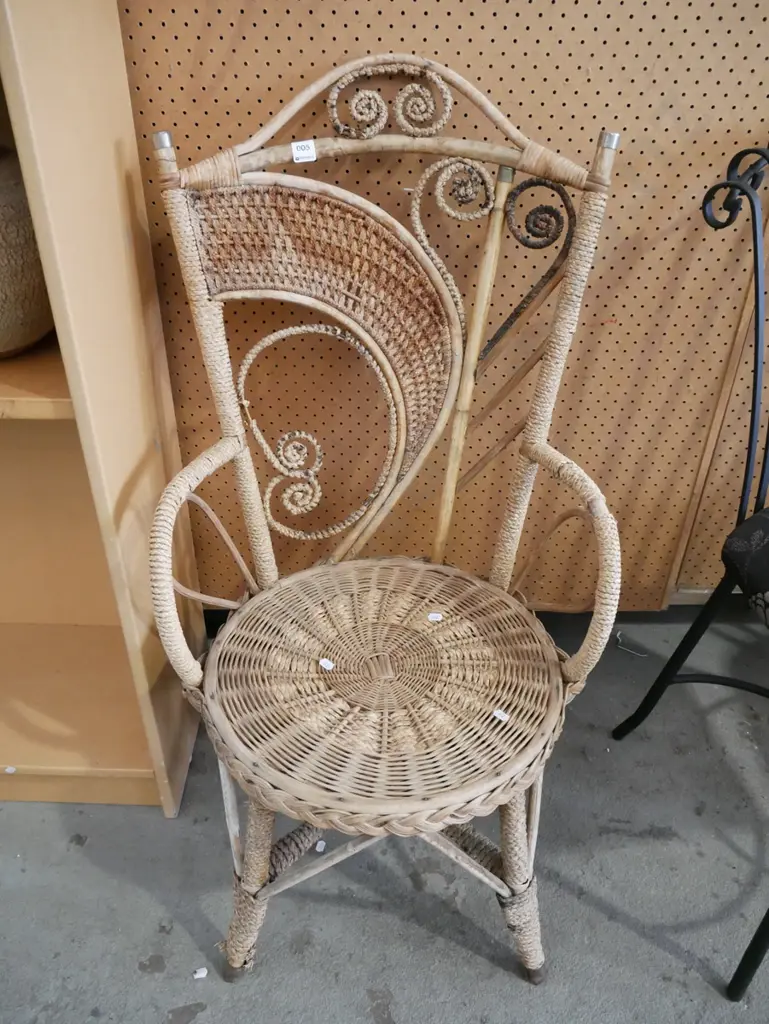 Edwardian bamboo and rattan armchair Image 1++