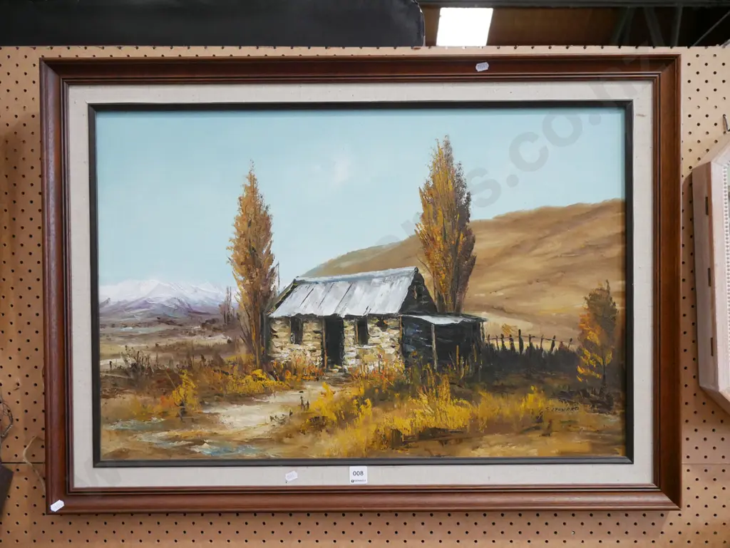 framed oil - Central Otago stone cottage Image 1++