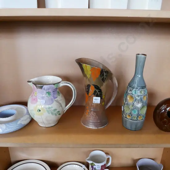 shelf; jugs and vases