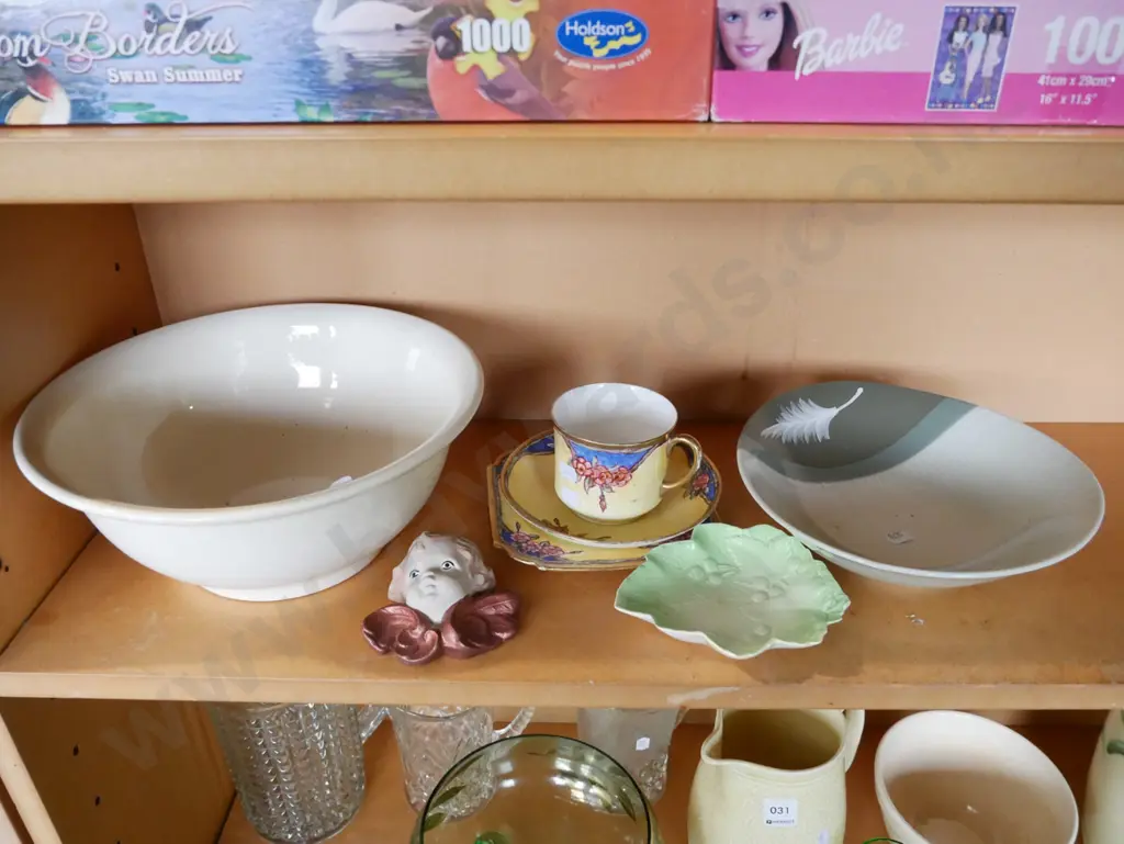 shelf; mixing bowl, Aynsley trio etc Image 1++