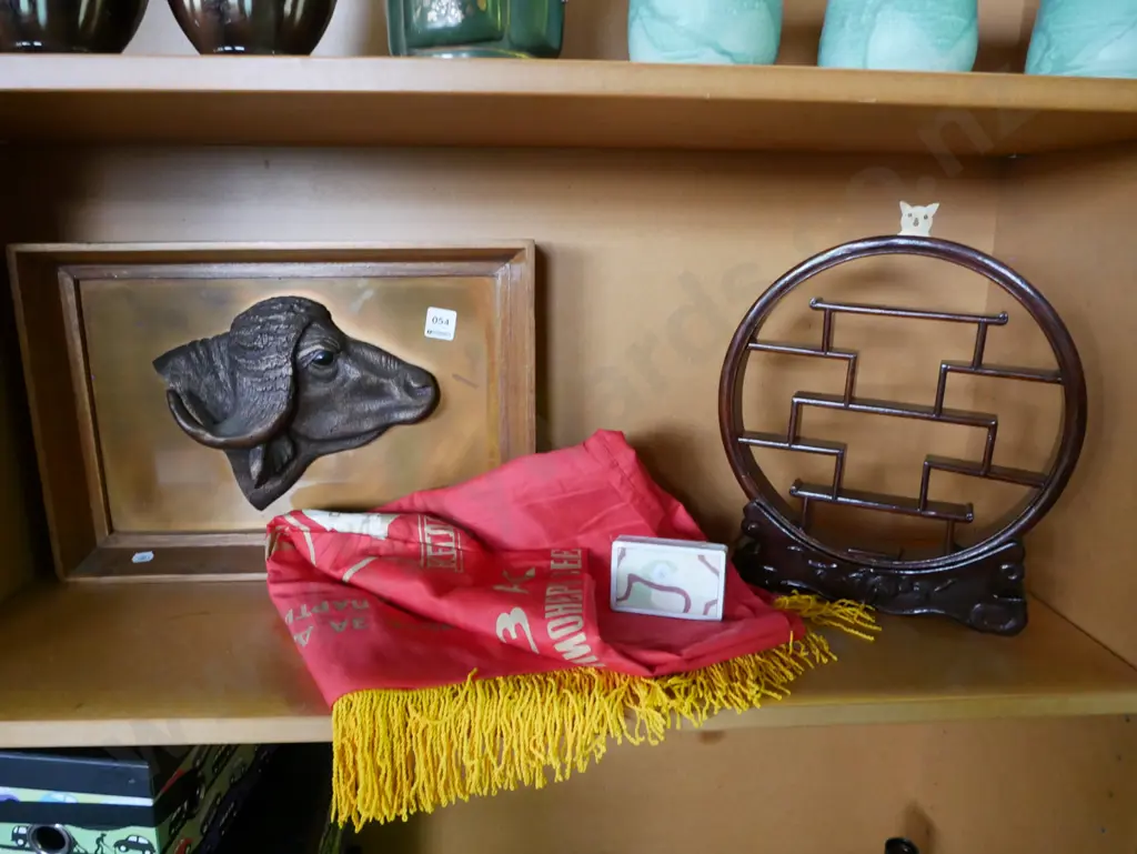 shelf; playing cards, Russian banner, Asian display shelves etc Image 1++