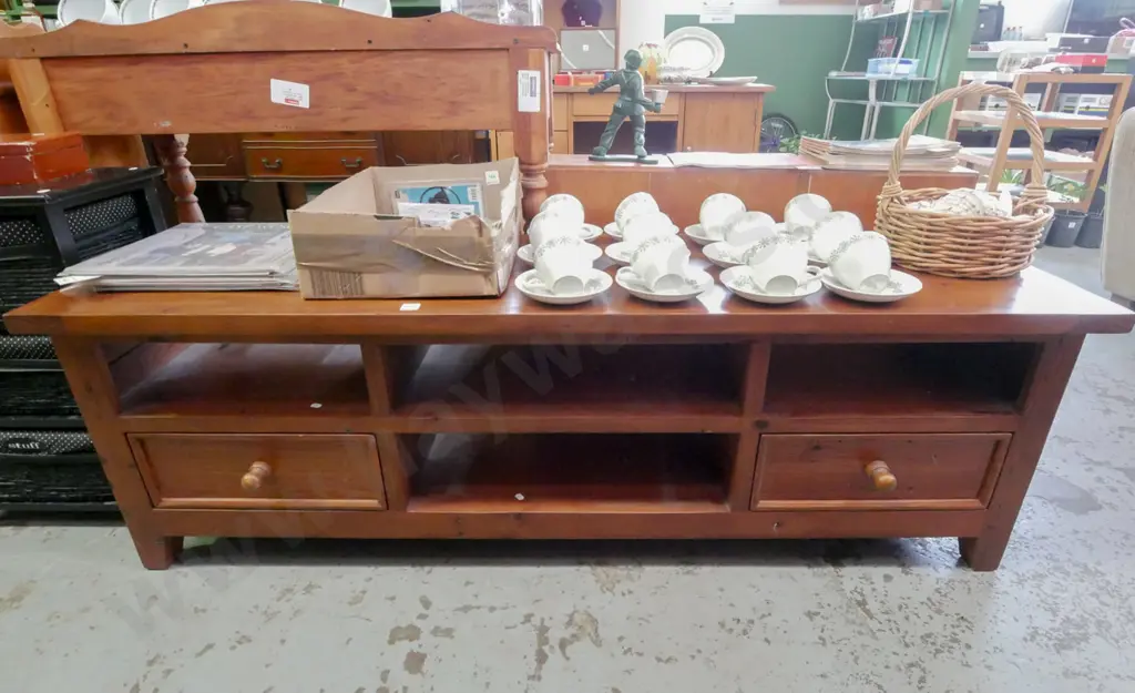 solid pine 2 drawer entertainment unit H-510 W-1600 D-450 Image 1++