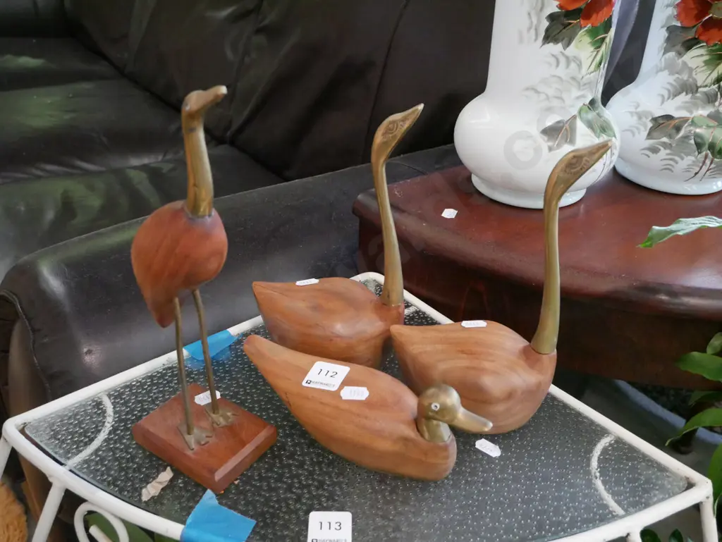 assorted wood and brass bird figurines Image 1++