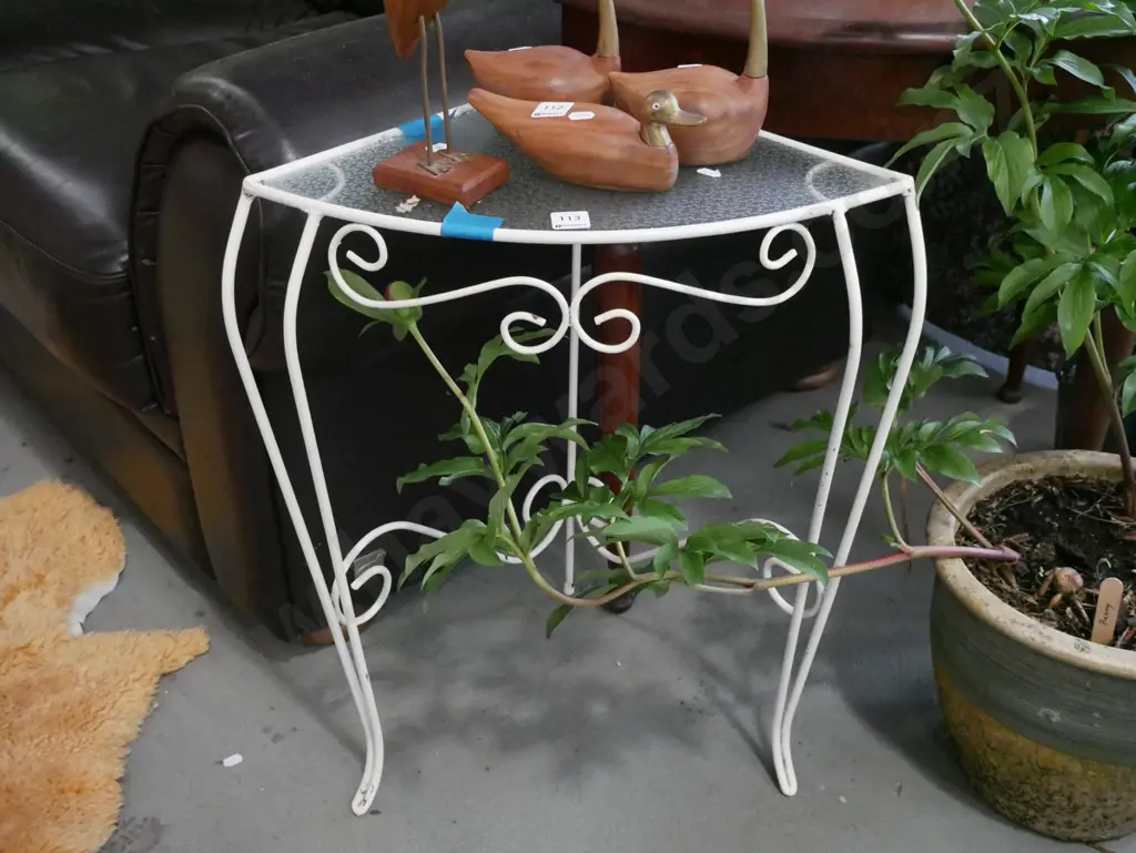 retro metal and glass corner shelf Image 1++