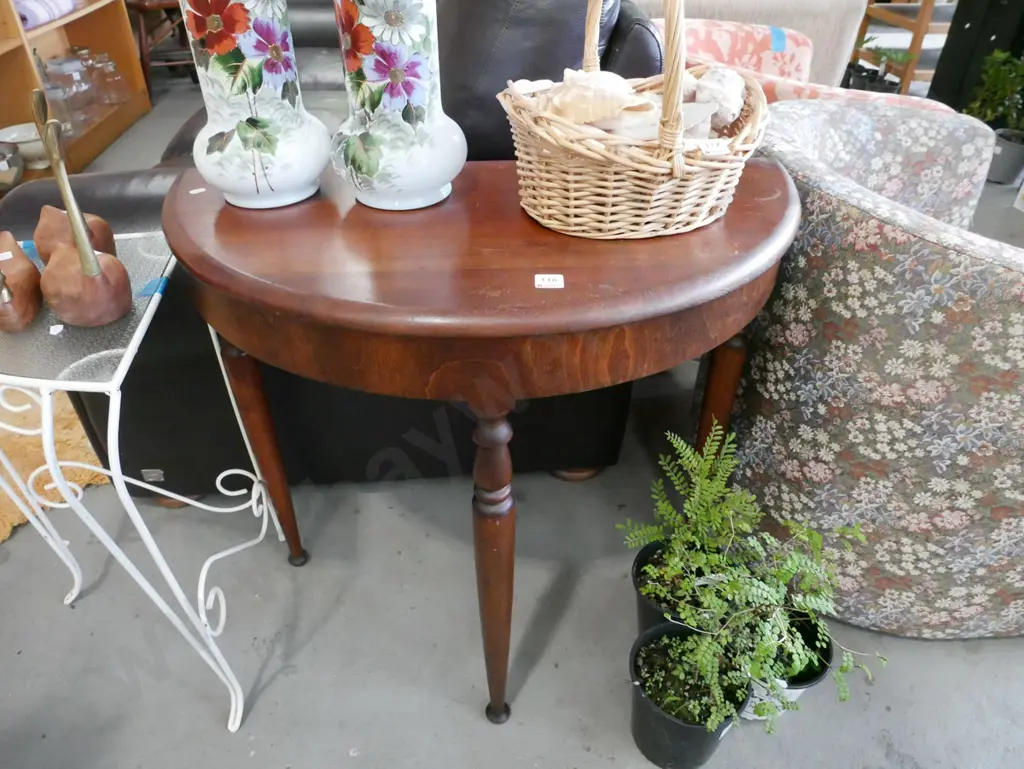 mahogany half round hall table Image 1++