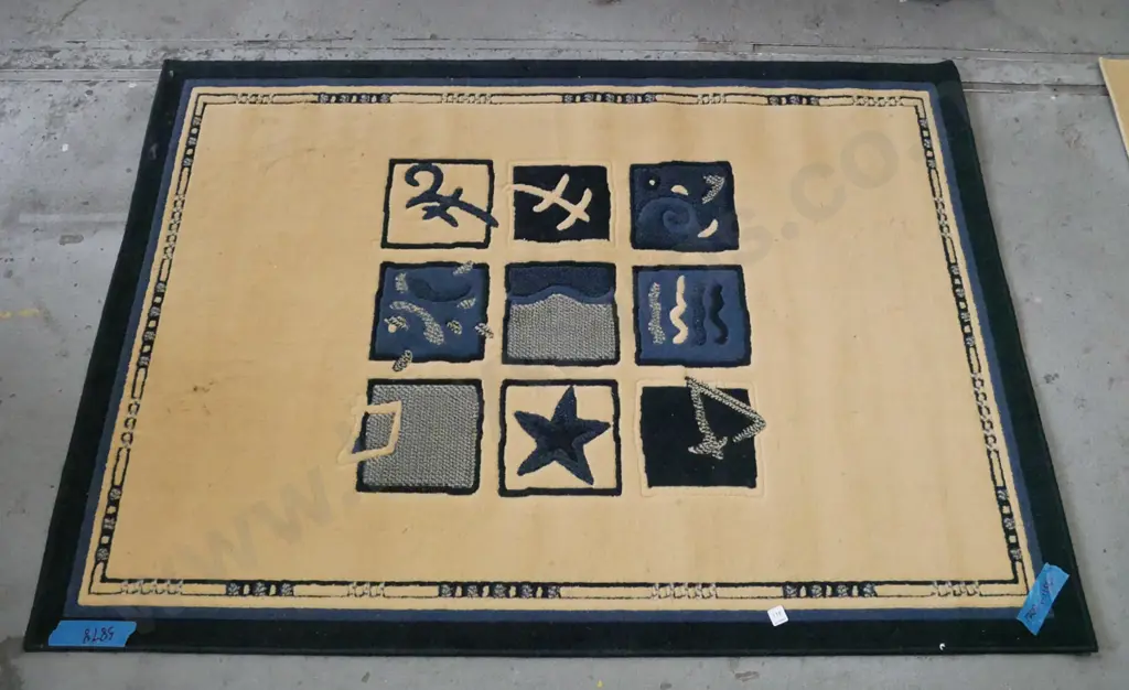 polyester blue and yellow floor mat Image 1++