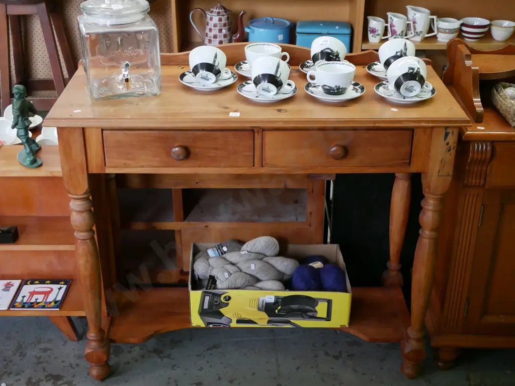recycled rimu 2 drawer hall table H-900 W-1050 D-450 Image 1++