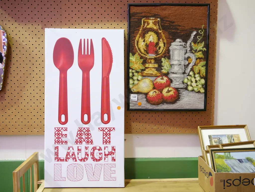 framed needlework - still life, print on canvas - motto Image 1++