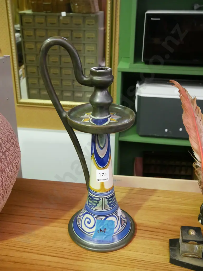 Gouda style candlestick - small chip to rim H-390 Image 1++