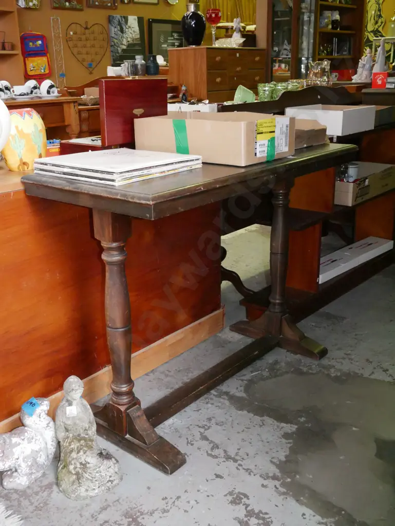 dark stained refectory based hall table H-780 W-1000 D-480 Image 1++
