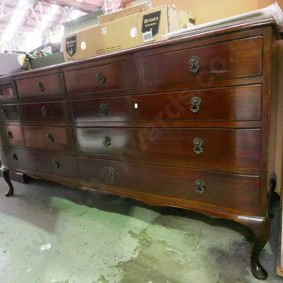 mahogany 9 drawer cab leg lowboy H-840 W-1700 D-470