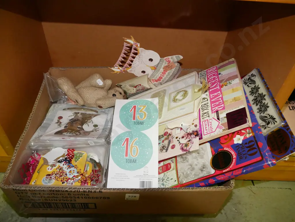 box of crafter's supplies, card making sets, stencils etc Image 1++