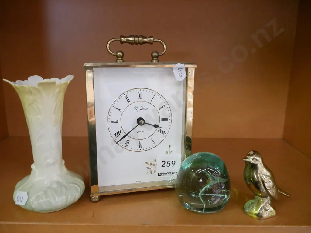 mantle clock, vase, small glass bird etc Image 1++