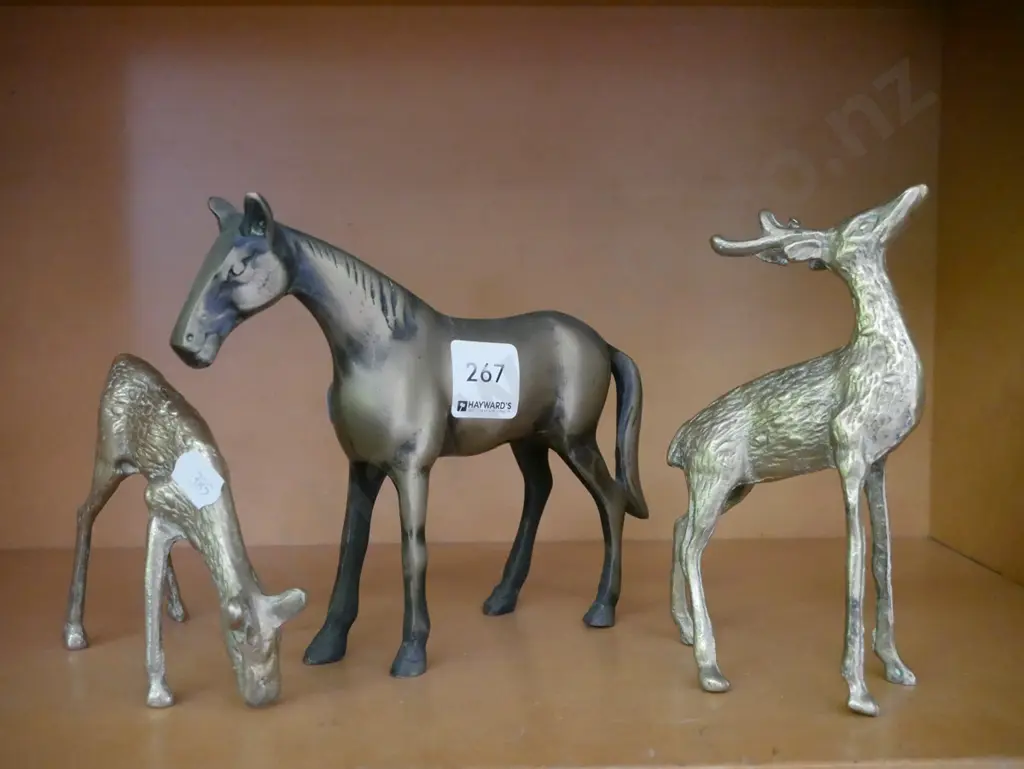 brass deer and horse figurine Image 1++